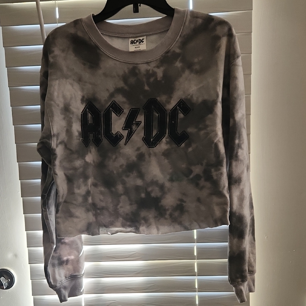3/$10 AC/DC Monochrome Tie-Dye Crewneck